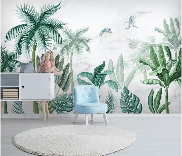 

wallpapers tropical palm leaves wallpaper mural wall decorative papers home improvement rain forest green plant leaf murals