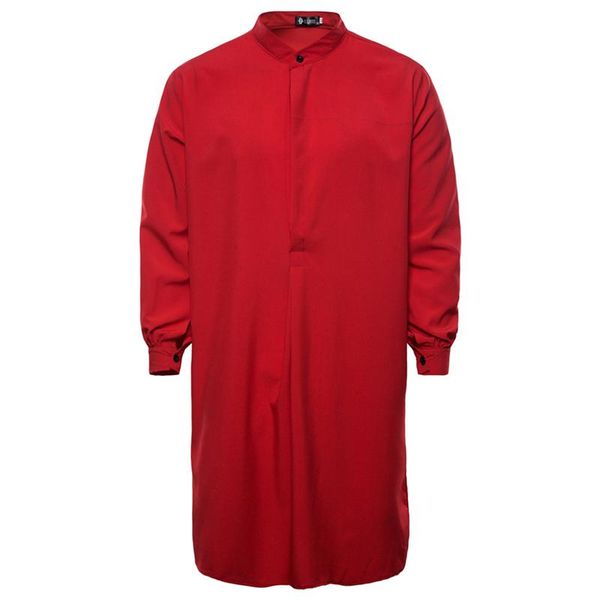 

ethnic clothing arabian style stylish simple long men's shirts, muslim robes, Red