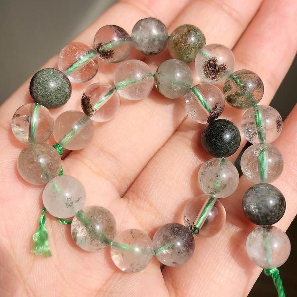 

other 6/8/10mm natural stone beads green ghost quartz round loose for jewelry making diy bracelets earring 7.5inch