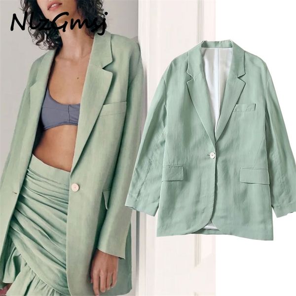 

lady notched blazer fashion solid single button jackets elegant long sleeve female ladies 210628, White;black
