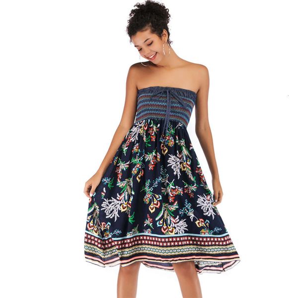 

2020 autumn new women's beach holiday dress wrap bust skirt, White;black