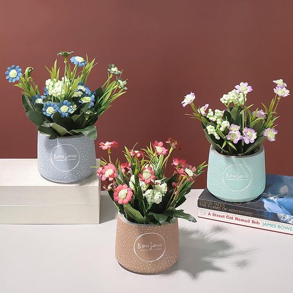 

decorative flowers & wreaths nordic simple ceramic basin artificial flower decoration for living room table simulation plant pot