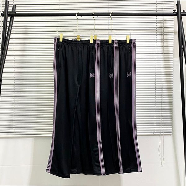 

men's pants running pants with side straps, white green, purple, butterfly needlework pants, awge, for men, Black