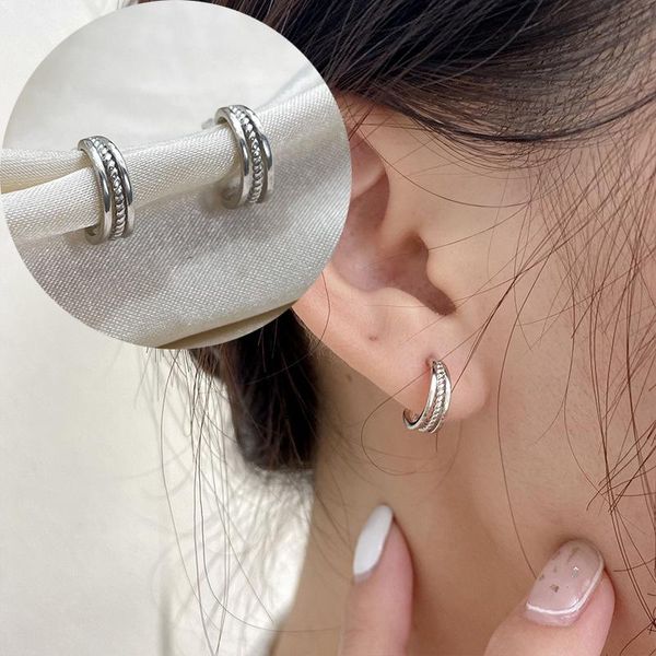 

hoop & huggie pdz111 real 925 sterling silver widen half circle earrings hypoallergenic geometric c shape earring fine jewelry for women, Golden;silver