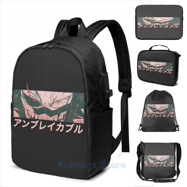 

backpack funny graphic print kirishima unbreakable red riot usb charge men school bags women bag travel laptop