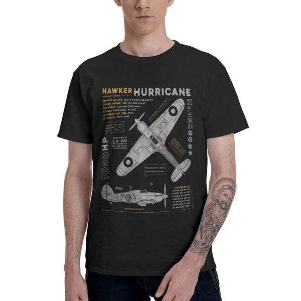 

men's t-shirts spitfire hawker hurricane t-shirt men t shirt short sleeve cotton fighter plane war pilot aircraft airplane tshirt tees, White;black