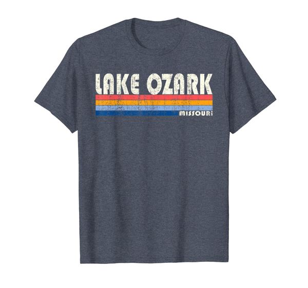

vintage 70s 80s style lake ozark mo t-shirt, White;black