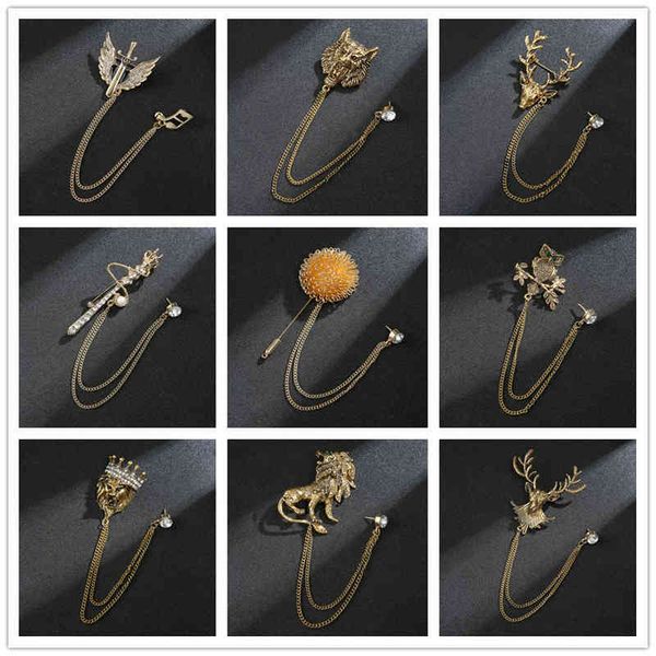 

brooch men's suit korean wing chain animal pin simple badge accessories, Gray