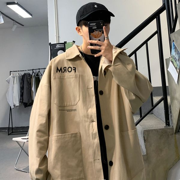 

spring autumn coat men's trend korean handsome work loose and versatile ins jacket 2021 new, Black;brown