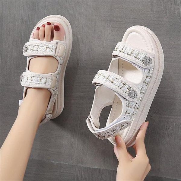 

sandals fashion women summer thick bottom open toe muffin comfortable outdoor all-match black white casual