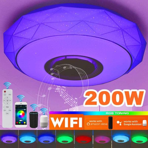 

ceiling lights 40cm 200w modern rgb led home lighting app bluetooth music light bedroom lamps smart lamp+remote control