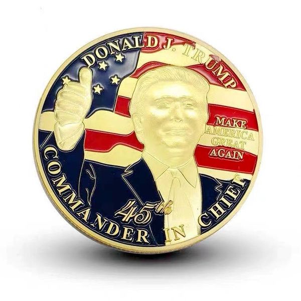 

10pcs non magnetic donald trump president historical craft gold plated collectible coins medallions usa style collection badge