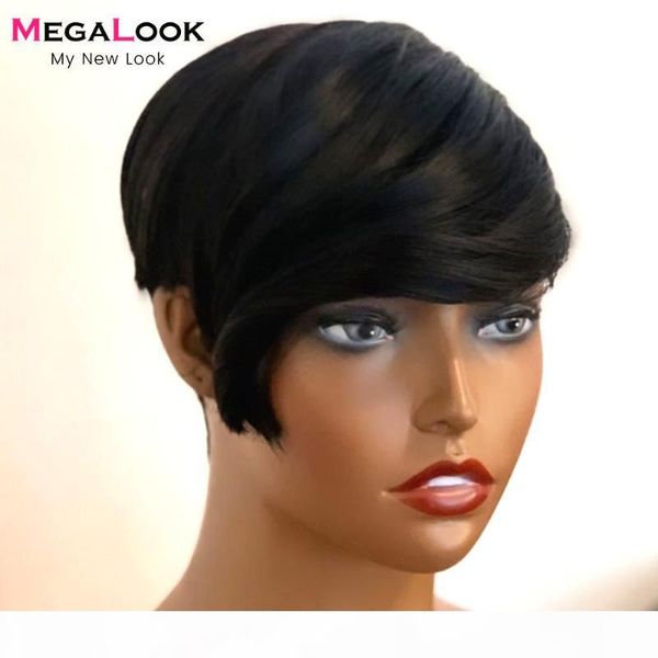 

pixie cut wig lace front human hair wig for women remy brazilian human hair glueless short wigs 180 lace front pixie cut, Black;brown