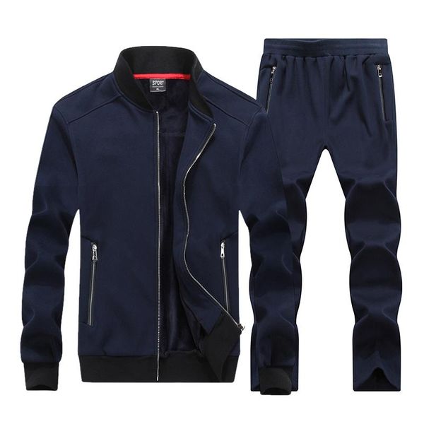 

men's tracksuits tracksuit winter sportswear sets thicken warm suit male casual 2 piece jacket+pants quality clothing plus size xl-8xl, Gray