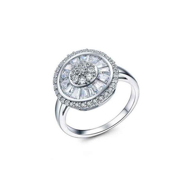 

cluster rings european 925 sterling silver ring female crystal from swarovskis simple luxury anti-allergic christmas gift, Golden;silver