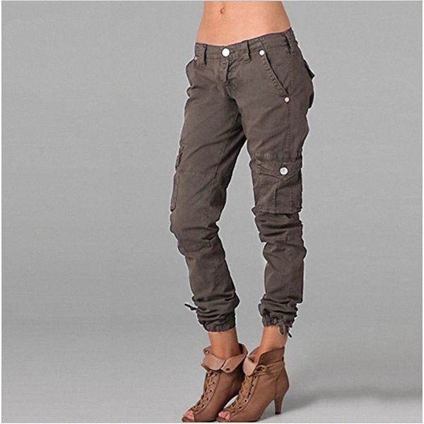 

women's chic & modern casual / sporty tactical cargo pocket ankle-length pants sports weekend inelastic plain comfort mid waist armygre, Black;white