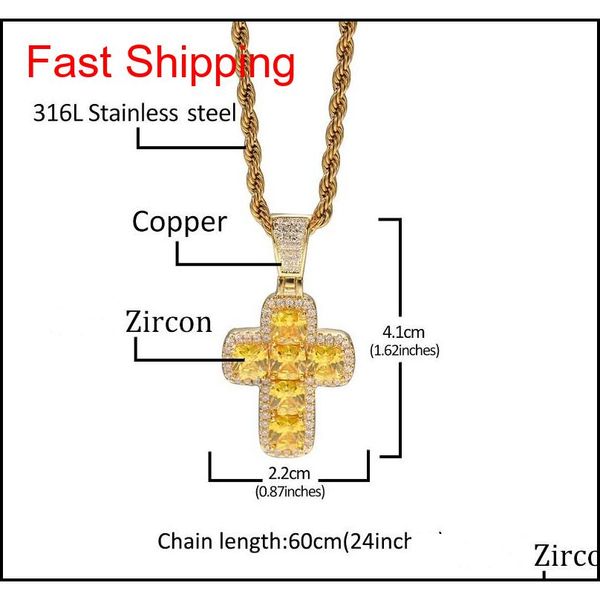 

mens hip hop cross necklace cz stone bling iced out pendant necklace jewelry gold slver chains diamond pece stateme jlltdm dh_garden, Silver