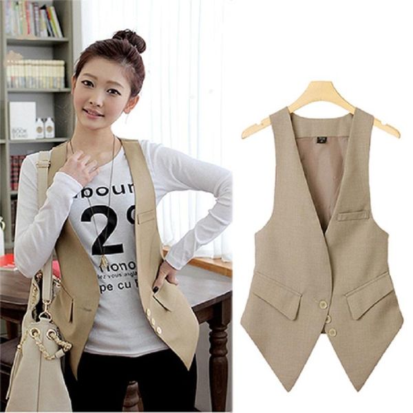 

women's vests plus size women summer vivi star same style suit vest femal fashionable all match waistcoat office lady professional wesk, Black;white