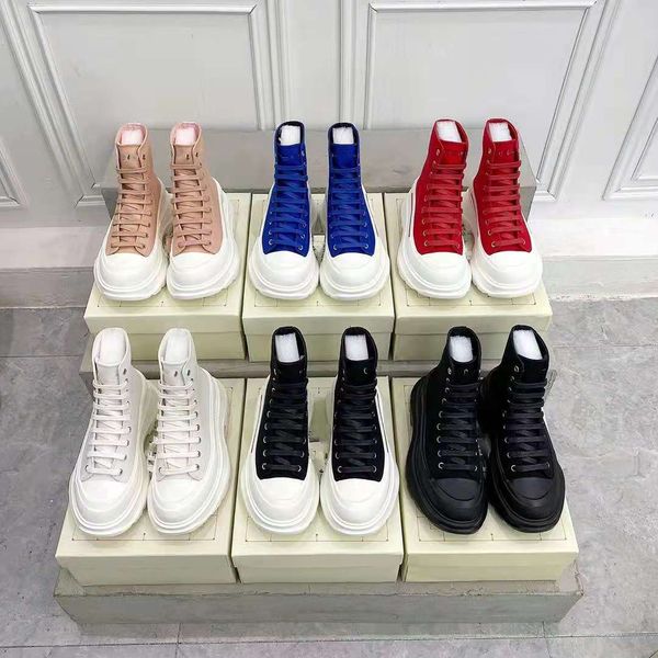 

wholesale fashion tread slick canvas sneaker arrivals platform shoes high triple black white royal pale pink red women casual chaussures