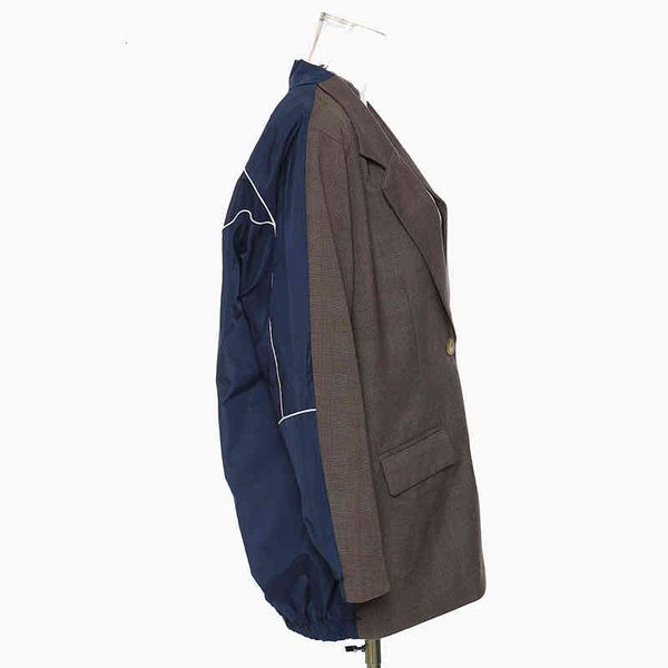 

women's suits & blazers [eam] women white back denim big size blazer lapel long sleeve loose fit jacket fashion spring autumn 2022 1de2, White;black