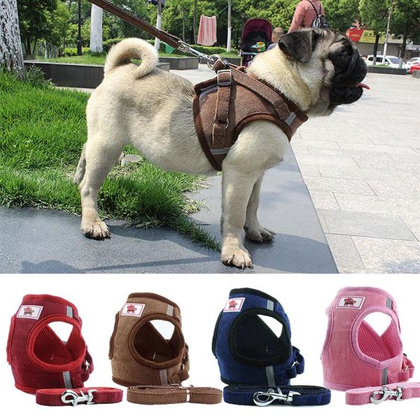 

dog collars & leashes premium no pull puppy vest harness reflective adjustable comfort padded cat small leads pet leash for walking training
