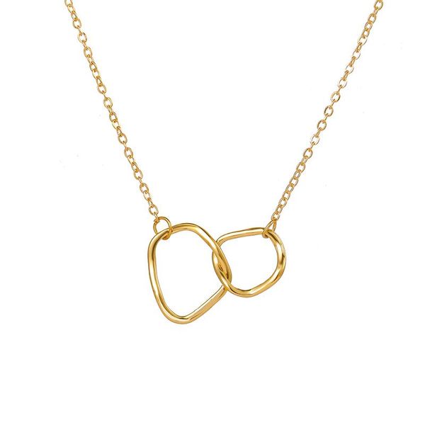 

chokers goth double circles hoop pendant neckalces for women gold color clavicle chain necklaces female vintage fashion jewelry gift, Golden;silver