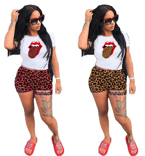 

women's tracksuits 1l139 summer women dress vestidos plus size leopard hole shorts red lips, Gray