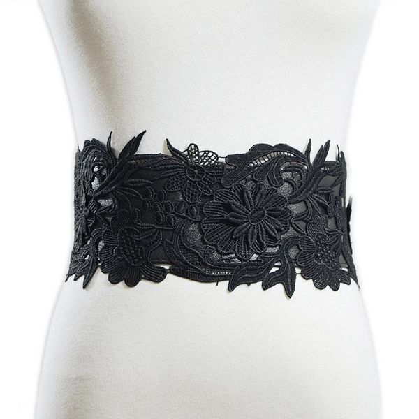 

wedding sashes women's belt with lace beige waistband elastic decorate beauty wide cummerbunds party corset slim fashion trend skirt wa, White