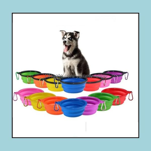 

feeders dog supplies home & garden9 colors sile folding bowl with climbing clip hook collapsible cats water dish pet portable feeder puppy t
