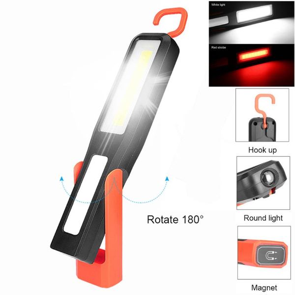 

flashlights torches 3 modes work light cob led magnetic lamp car garage mechanic home rechargeable torch camping tent lantern