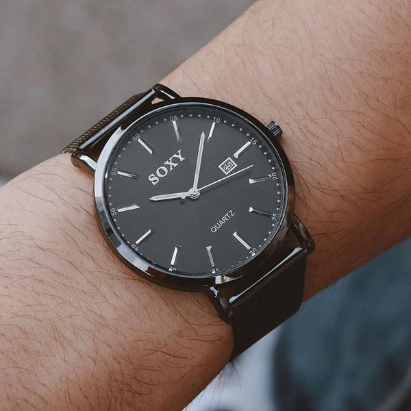 

wristwatches men quartz wrist watch army military sport date analog fashion stainless steel relogio masculino casual male clock wristwatch, Slivery;brown