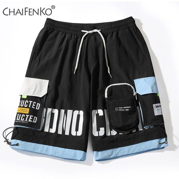 

chaifenko 2021 new summer fashion men shorts motion casual pocket tooling shorts hip hop streetwear harajuku mens, White;black