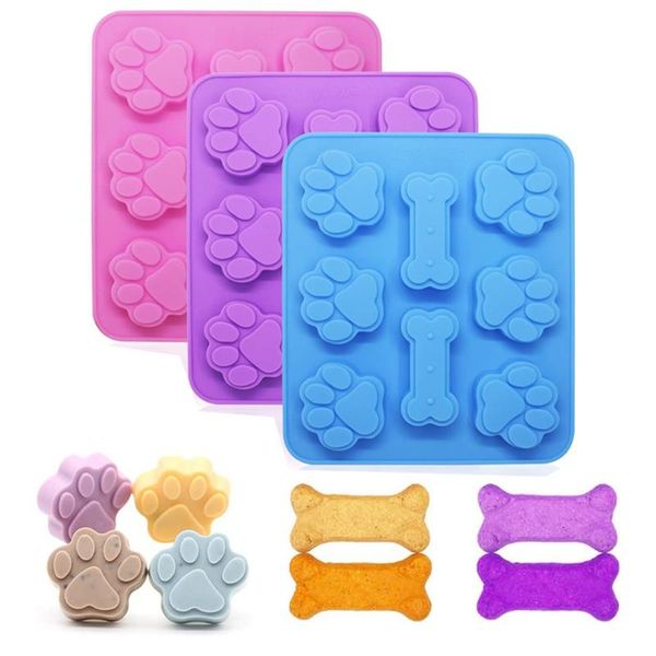 

craft tools cat feet and bone shape soap mold silicone pet treat molds chocolate jelly candy diy cake decorating baking
