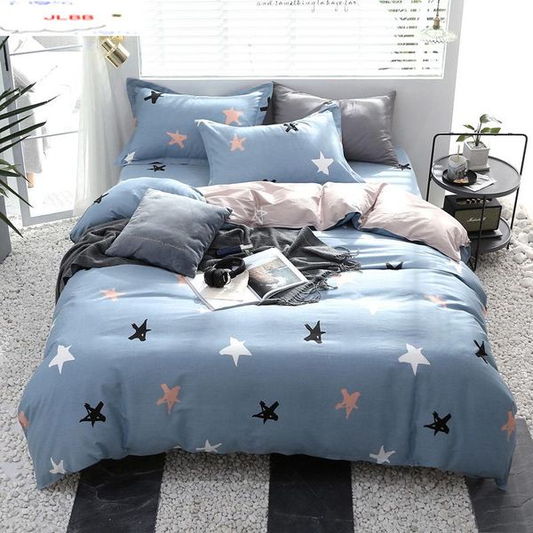 

bedding sets fantasy blue stars pattern bed sheet pillowcase duvet cover 100% cotton bedlinen king twin full size set