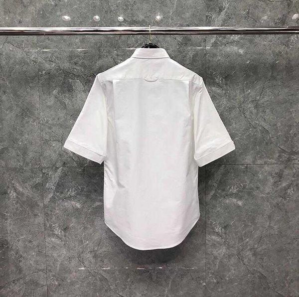 

men's casual shirts 2021 fashion brand men slim white pocket stripes short shirt turn down collar oxford solid clothing, White;black
