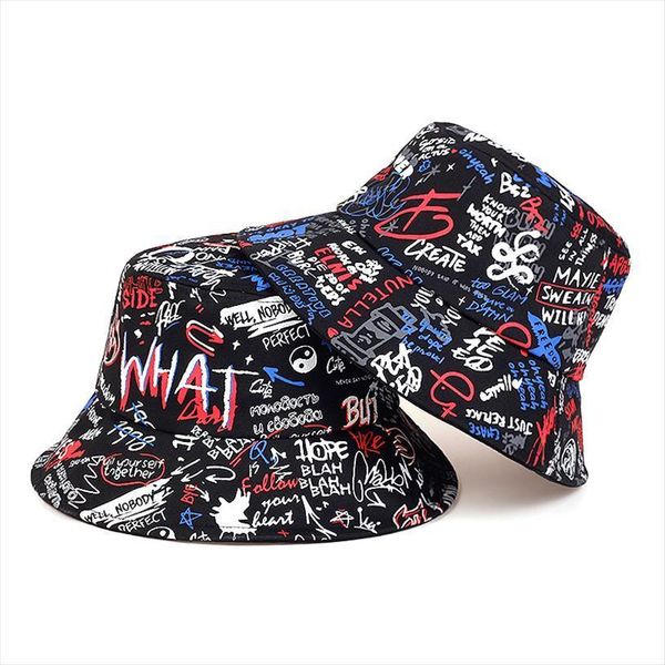 

summer outdoor sunscreen bucket hat hip hop men fishing fisherman hats graffiti for women wild panama, Blue;gray