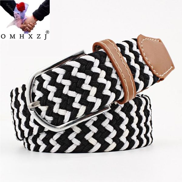 

belts omh wholesale mixed color women's stretch braided belt elastic canvas pd67, Black;brown