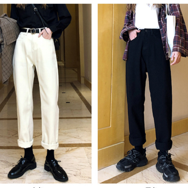 

women's jeans 2021 apricot spring and summer loose high waist beige daddy carrot pants casual straight, Blue