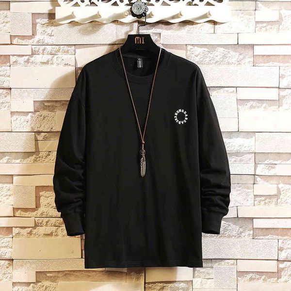 

men's t-shirts long sleeves print white black patchwork tshirts 2021 spring autumn clothes hip hop t-shirt tees z9v3