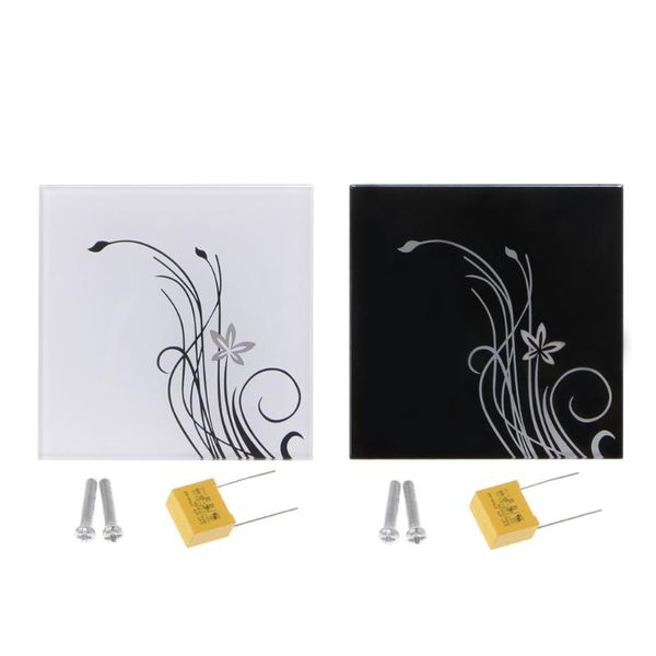 

smart home control wall light switch white crystal glass panel 1gang 2way luxury touch ac110-265v 86mm*86mm el