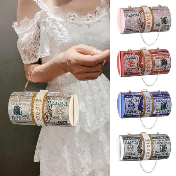 

cross body money clutch purses crystal diamond evening bags stack of cash dollars wedding dinner bag luxury party shoulder handbags
