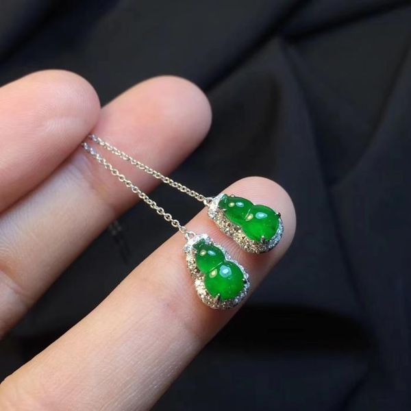 

dangle & chandelier original design silver inlaid natural zhengyang green gourd earrings elegant charm creative retro female jewelry