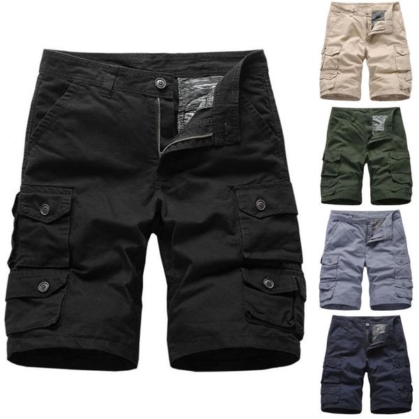 

men's shorts men loose casual outdoor male tshirt multi-pocke workwear pantalones cortos de hombre fitness, White;black