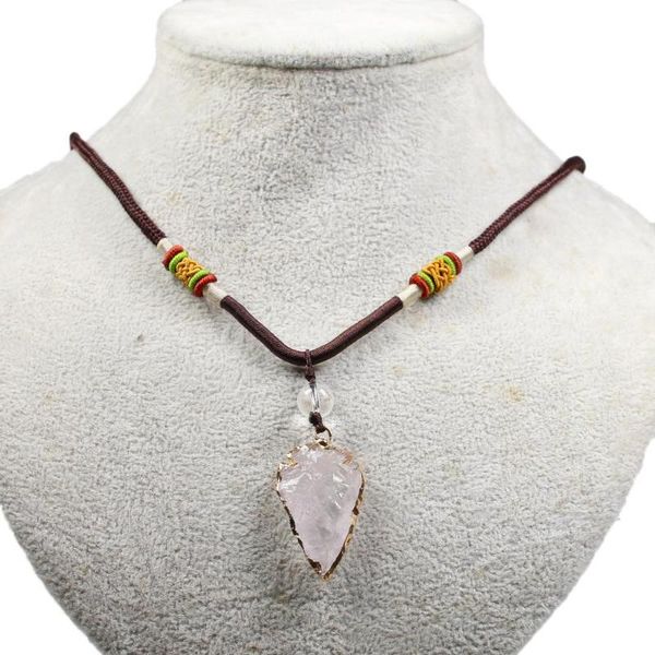 

pendant necklaces energy meditation natural quartz necklace arrowhead rough for women adjustable bead jewelry, Silver
