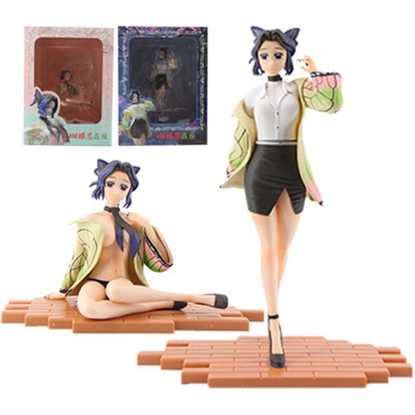 

devils blade anime figure kochou shinobu sitting position pvc action figure demon slayer kimetsu no yaiba model toys decor