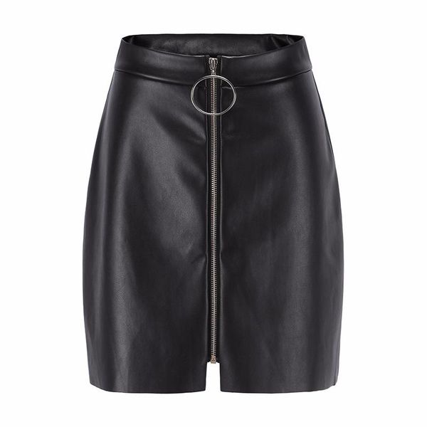 

skirts aphrodite home women's skirt spring summer casual pu leather zipper mini a-line skinny package hip high waist black
