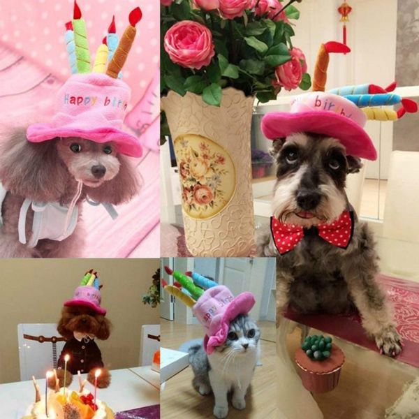 

dog apparel cute caps for dogs pet cat birthday hat with cake candles party costume headwear accessory goods