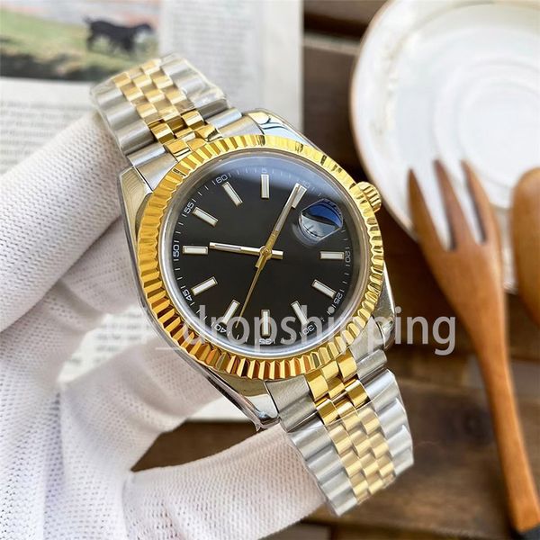

di lusso orologio 41mm mens automatic gold mechanical women dress full sapphire waterproof couples wristwatches montre luxe, Slivery;golden
