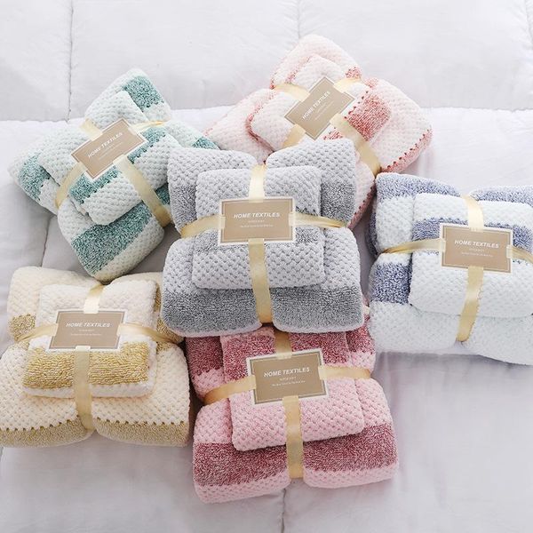 

towel warp-knitted coral fleece thickened pineapple grid bath bathroom set