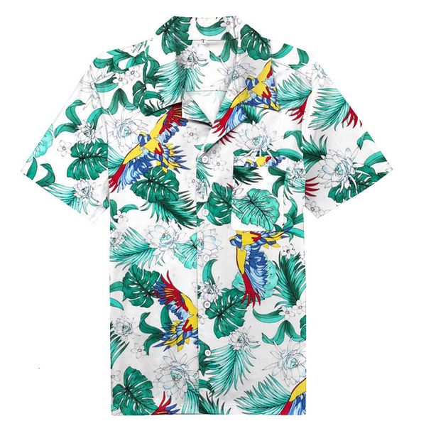 

2021 new summer casual short sleeve phoenix pattern hawaiian cotton big size shirt men clothing 8gp6 unb7, White;black